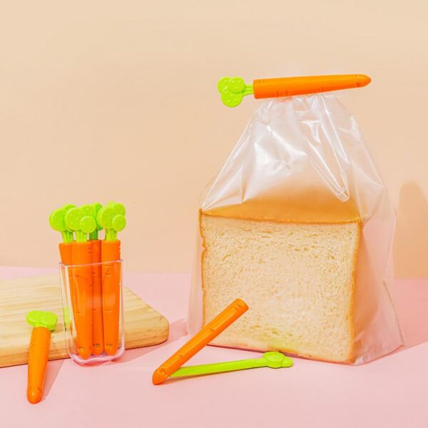 5 шт. Затискачі для сумок. Портативний герметичний затискач для сумки для закусок у формі моркви. Органайзер для свіжої їжі.