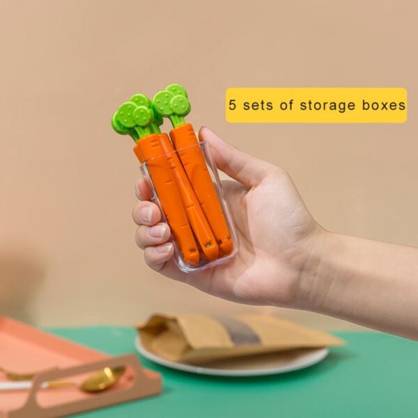 5pcs Bag Clips Portable Food Snack Bag Sealing Clamp Carrot Shape Food Fresh Keep Organizer Sealing 3