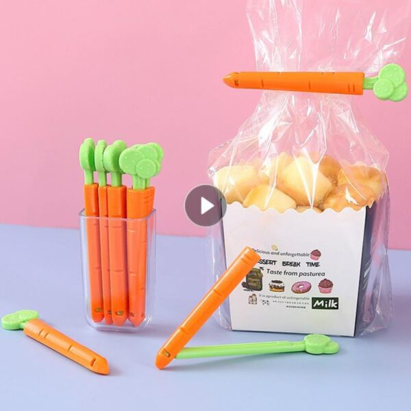5pcs Bag Clips Portable Food Snack Bag Sealing Clamp Carrot Shape Food Fresh Keep Organizer Sealing