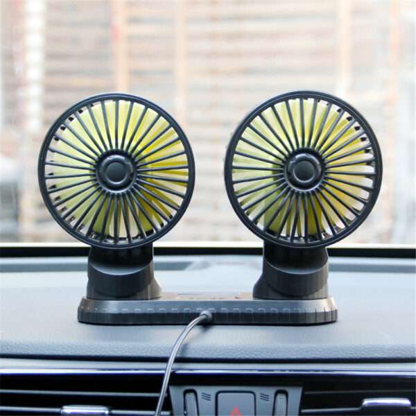 Car Dual Fan Car Interior Accessories 360 Degrees round Car Cooling Accessories Swing Fan Ventilation Board 2