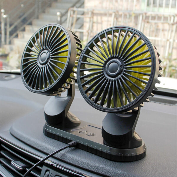 Car Dual Fan Car Interior Accessories 360 Degrees round Car Cooling Accessories Swing Fan Ventilation Board 4