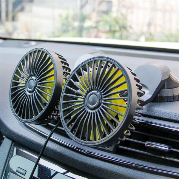 Car Dual Fan Car Interior Accessories 360 Degrees round Car Cooling Accessories Swing Fan Ventilation Board