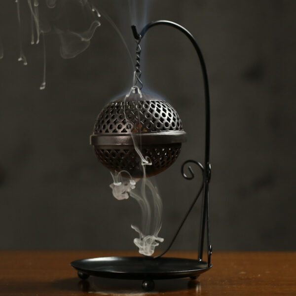 Creative Retro Iron Frame Incense Burner Backflow Incense Burner Holder with Drop Ball සම්ප්‍රදායික මෝස්තර නිවස
