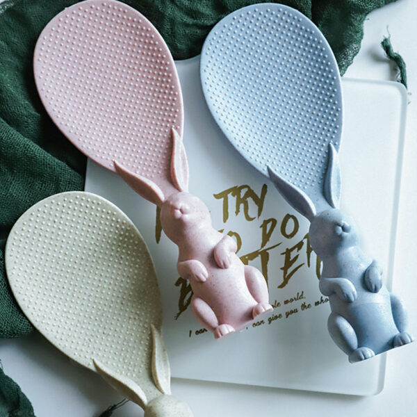 Creative Wheat Straw Rice Spoon Cute Rabbit Non stick Rice Stereoscopic Rice Shovel Household Plastic Cartoon 1