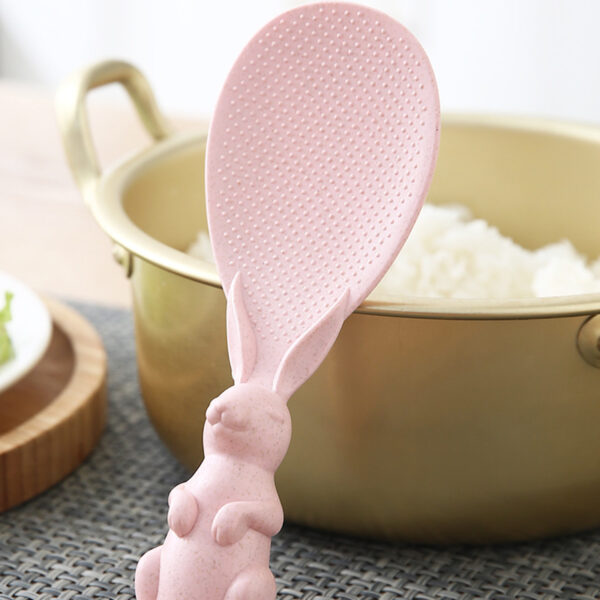 Creative Wheat Straw Rice Spoon Cute Rabbit Non stick Rice Stereoscopic Rice Shovel Household Plastic Cartoon 5