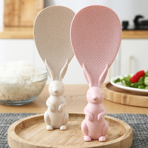 Creative Wheat Straw Rice Spoon Cute Rabbit Non stick Rice Stereoscopic Rice Shovel Household Plastic Cartoon
