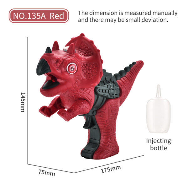 Dinosaur ụda ọkụ na-efesa egbe Tyrannosaurus Rex Triceratops ụda ọkụ n'oge okpomọkụ n'èzí na-efe efe nchekwa ụmụaka 4