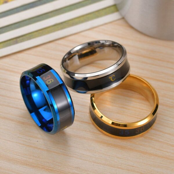 Fashion Smart Ring Multifunctional Temperature Couple Ring Titanium Steel Finger Jewelry Fingertip Temperature Sensor Rings New 3