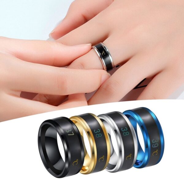 Fashion Smart Ring Multifunctional Temperature Couple Ring Titanium Steel Finger Jewelry Fingertip Temperature Sensor Rings New 5