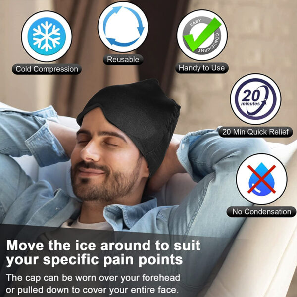 Gel Hot Cold Therapy Headache Migraine Relief Cap For Chemo Sinus Neck Wearable Therapy Wrap Stress 3