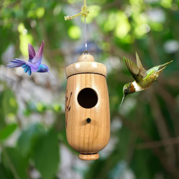 Handmade Outside Wooden Hummingbird House Hanging Swing Hummingbird for Wren Swallow Sparrow Houses Gift for Nature