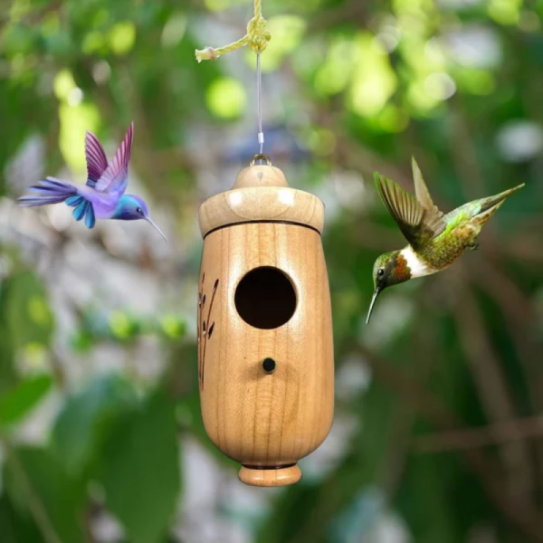 Handgefertigtes Kolibri-Haus aus Holz zum Aufhängen, Kolibri für Zaunkönig, Schwalbe, Sperling, Geschenk für die Natur