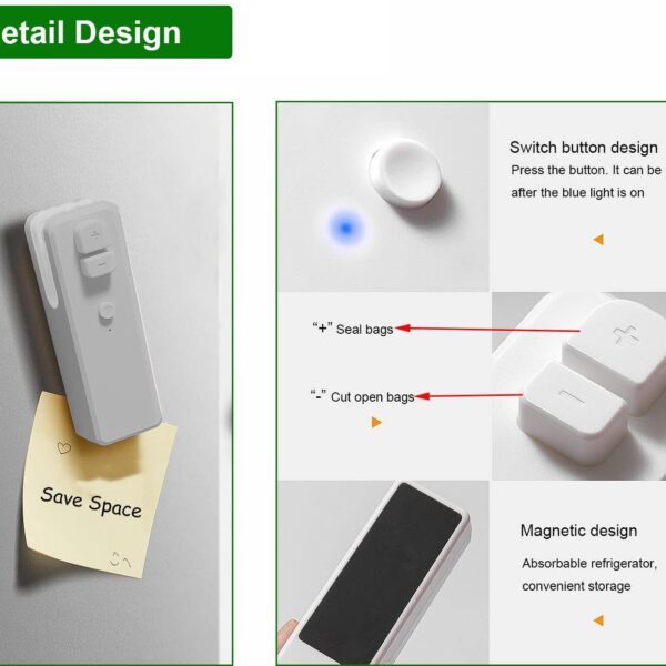 Heat Sealer Mini Handheld Sealing Vacuum Machine Portable 2in 1 USB Charging Food Snack Plastic Storage 3