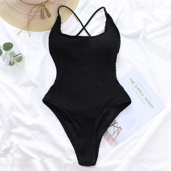 INGAGA Ribbed Women s Swimsuit One Piece High Cut Swimwear 2022 Backless Bodysuits Sexy Monokini