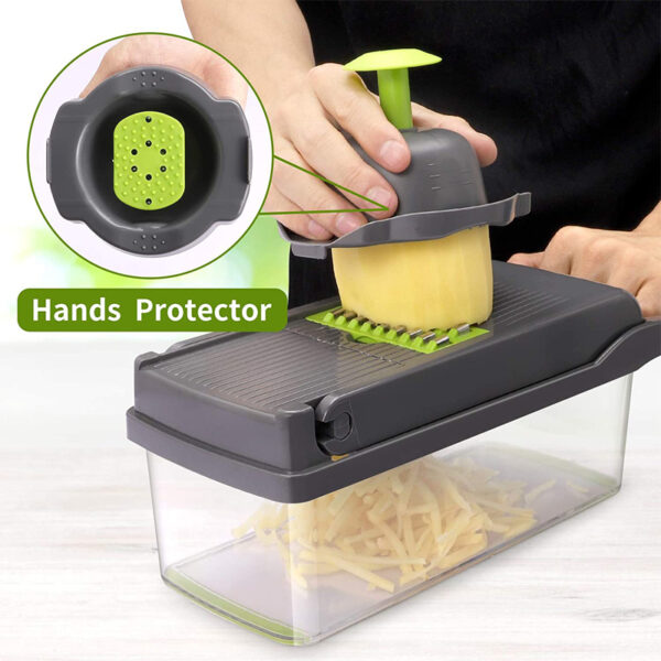 LMETJMA 11 in 1 Vegetable Chopper Fruit Slicer Mandoline Slicer Cutter with Drain Basket Potato Onion 3