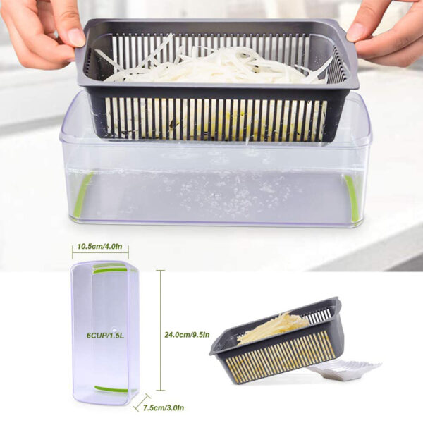LMETJMA 11 in 1 Vegetable Chopper Fruit Slicer Mandoline Slicer Cutter with Drain Basket Potato Onion 5