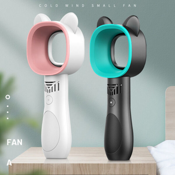 Mini Bladeless Fan Portable Handheld Cute Cat USB Rechargeable Cooling Fans 2000mAh Mute for Home 1