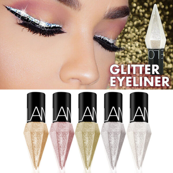 New Professional Shiny Eye Liners Cosmetics for Women Pigment Silver Rose Gold Color Liquid Glitter Eyeliner 2