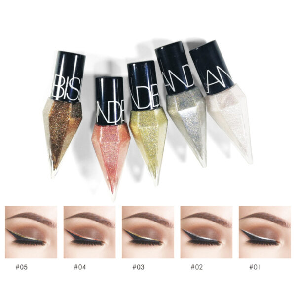 New Professional Shiny Eye Liners Cosmetics for Women Pigment Silver Rose Gold Color Liquid Glitter Eyeliner 4