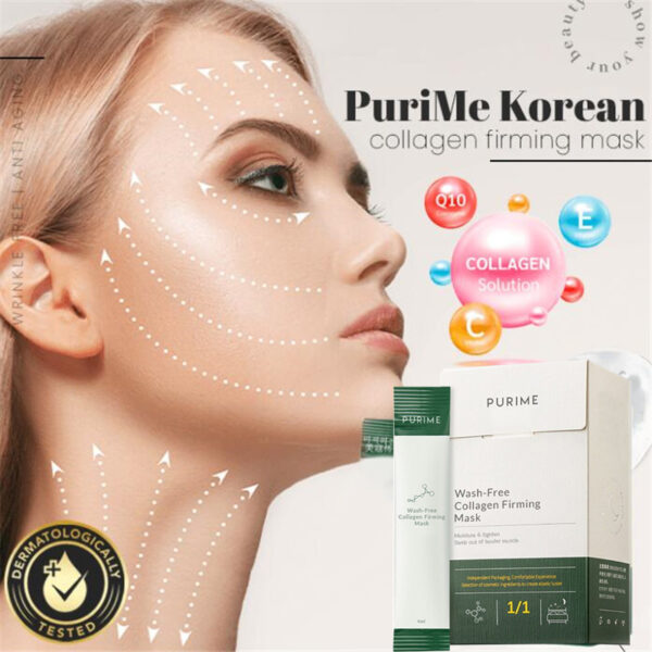 Purime Korean Collagen Firming Mask Protein Face Care Moisturizing Hydrating Anti aging Face Masks Wash Free 1