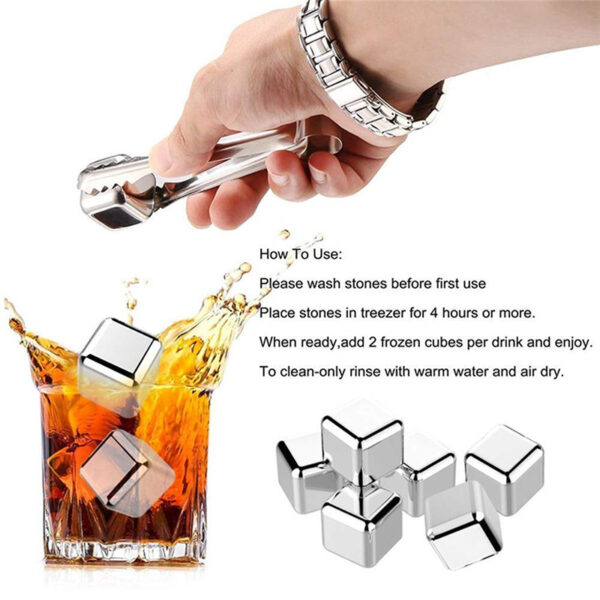 Stainless Steel Ice Coolers Cubes Iced Stone Chillers Reusable Keep Your Drink Cold Longer Buckets Bags 3