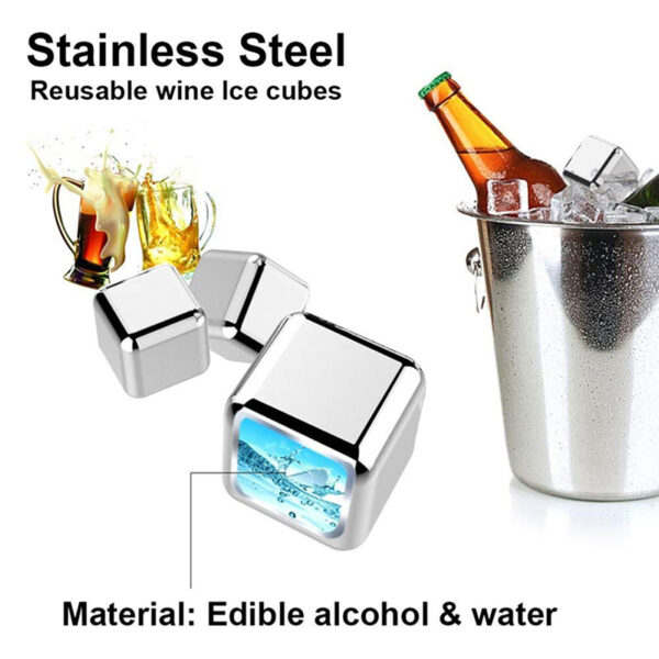 Stainless Steel Ice Coolers Cubes Iced Stone Chillers Reusable Keep Your Drink Cold Longer Buckets Bags 4