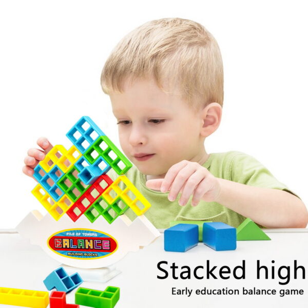Tetra Tower Game Stacking Blocks Stack Building Blocks Balance Puzzle Board Assembly Bricks Educational Toys for 3