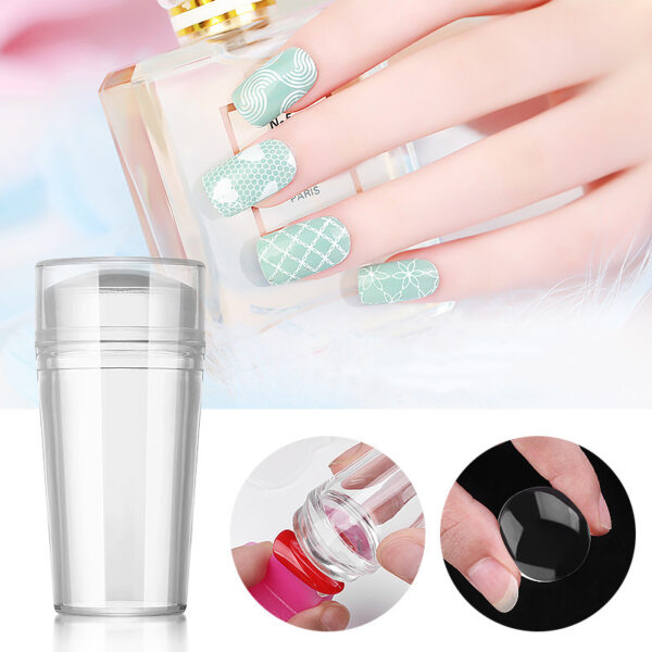 مهر و موم شفاف ناخن با سوهان 2 عدد مهر سیلیکونی ژله ای برای کیت مانیکور ناخن فرانسوی Nail Art 1