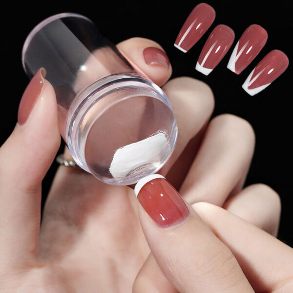 Carimbo de unha transparente com raspador, 2 peças de carimbo de silicone gelatinoso para unhas francesas, kits de manicure, arte de unha