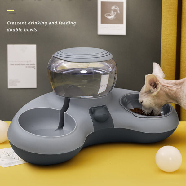 VKTECH Pet Cat Bowl Automatic Feeder Dog Cat Food Bowl With Water Fountain Double Bowl Drinking