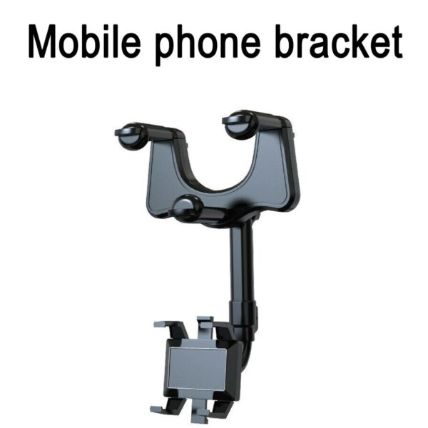 1pc Car Phone Holder 360 Degree Rotatable Adjustable Rearview Mirror Hanging Clip Bracket For Cell Phone 2