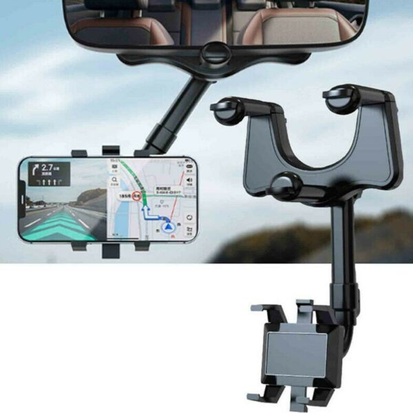 1pc Car Phone Holder 360 Degree Rotatable Adjustable Rearview Mirror Hanging Clip Bracket For Cell Phone 5