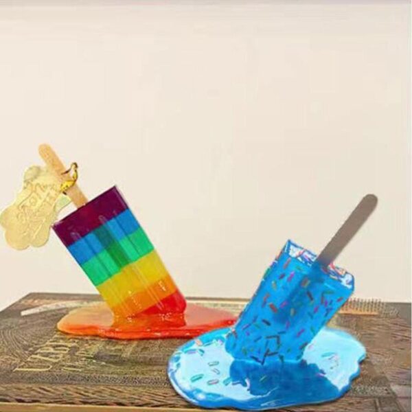 2021 Kreativ Äis Schmelzen Äis Skulptur Dekoratioun Miniatur Harz Handwierk Popsicles Glace Accessoiren Heemdekor