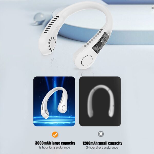 2022 Portable Bladeless Hanging Fans USB Rechargeable Leafless Mini Neck Fan Air Conditioner Cooling Wearable Neckband 2