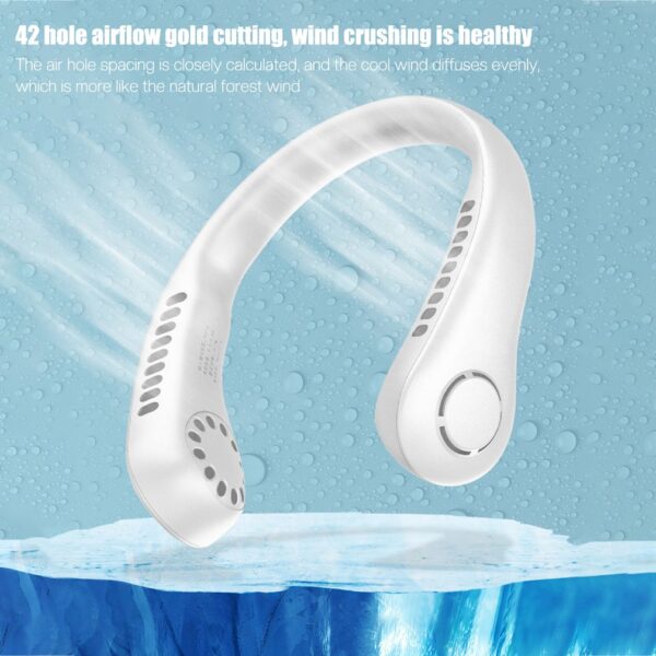 2022 Portable Bladeless Hanging Fans USB Rechargeable Leafless Mini Neck Fan Air Conditioner Cooling Wearable Neckband