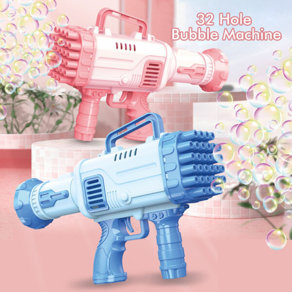 32 Holes Kids Gatling Bubble Gun Toy Electric Automatic Bubble Machine Soap Water Summer Outdoor Toys 1