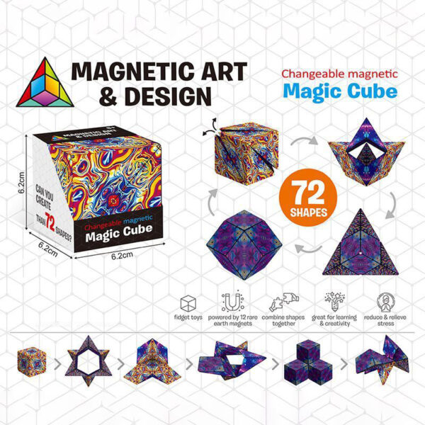 3D Changeable Magnetic Magic Cube For Kids Puzzle Cube Antistress Toy Adults Cubo Fidget Toys Transforms 1