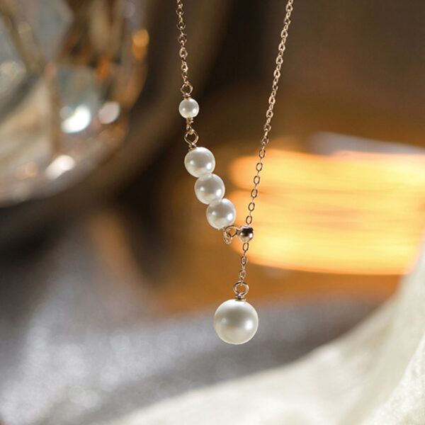 925 Sterling Silver Trendy Imitation Pearl Necklace Clavicle Chain Elegance Pendant Necklace For Women Wedding Jewelry 2