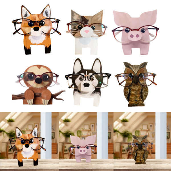 Animal Wood Carvings Glasses Display Rack Shelf Sunglasses Jewelry Holder for Home Office Showcase Decor