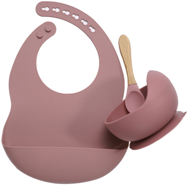 Baby Stuff Tableware Silicone Sucker Bowl Waterproof BPA free Baby Bibs children Toddle Feeding Plate And 3