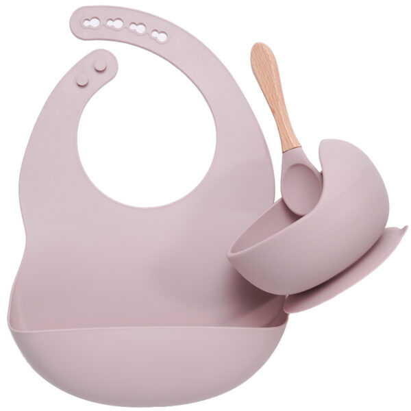 Baby Stuff Tableware Silicone Sucker Bowl Waterproof BPA free Baby Bibs children Toddle Feeding Plate And 4