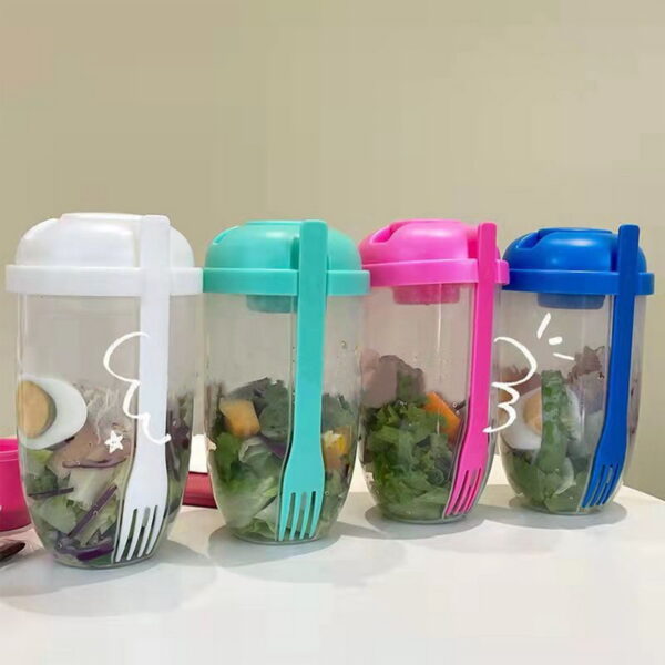 Bottle Salad Container For Lunch Cup Typed Salad Container As Lunch Salad Bento Box With Fork 1