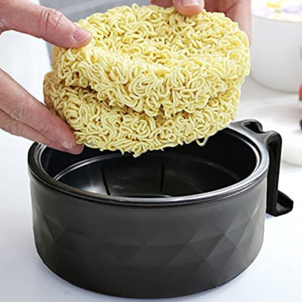 Creative Instant Noodle Bowl Microwave Ramen Cooker Ramen Bowl Student Lunch Box Bamboo Fiber Bowl Drained