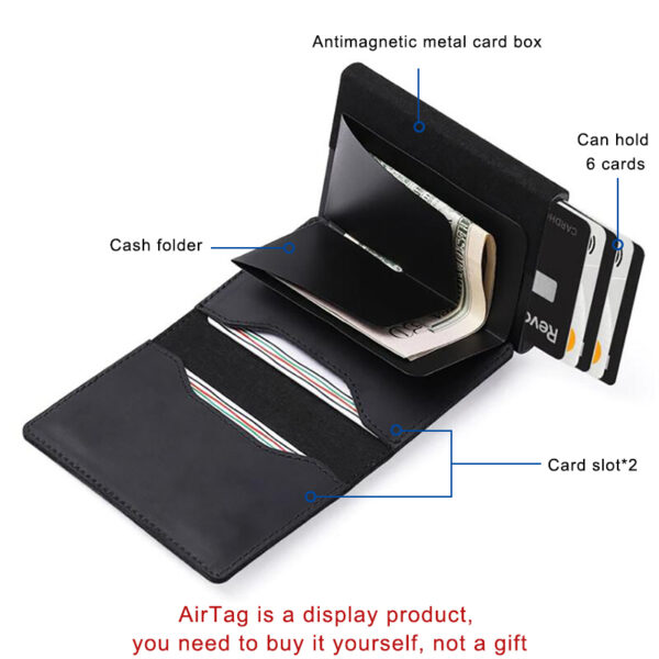 Genuine Leather Airtag Card Holder Men Wallet Money Bag RFID Blocking Air Tag Bank Credit Cardholder 4