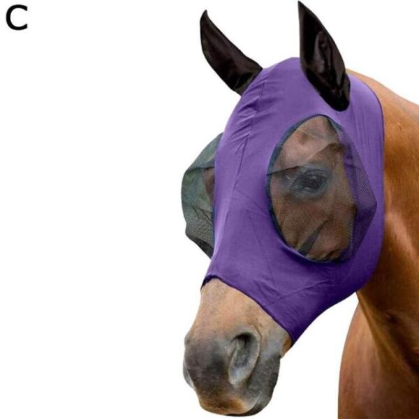 ماسک مگس اسب تنفسی ضد پشه روکش صورت اسب دکور محافظ صورت با مراقبت از گوش 2.jpg 640x640 2