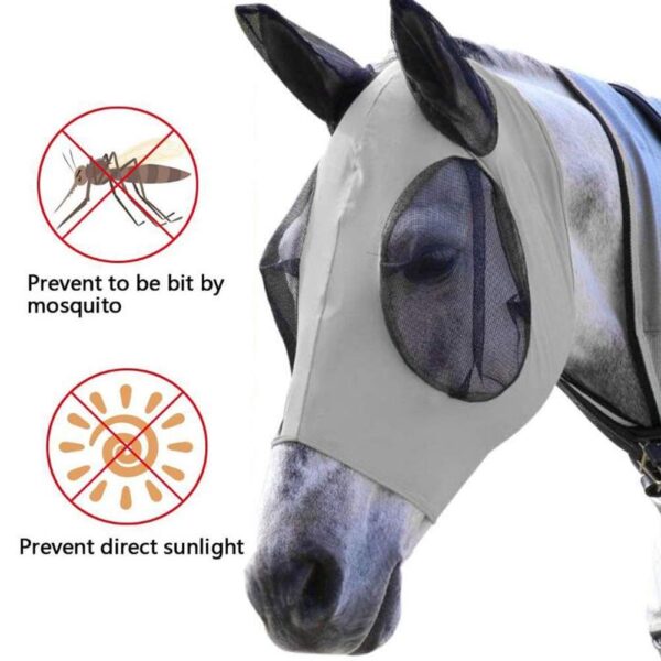 Horse Fly Masks Breathable Anti Mosquito Elastic Horse Face Cover Decor Face Shields With Ears Care 3