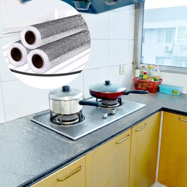 Dapur kalis minyak Pelekat Kalis Air Kerajang Aluminium Kabinet Dapur Dapur Pelekat Sendiri Pelekat Dinding Kertas Dinding DIY 1