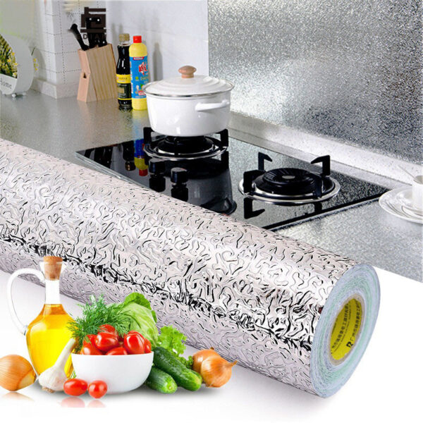 Kitchen Oil proof Waterproof Stickers Aluminum Foil Kitchen Stove Cabinet Self Adhesive Wall Sticker DIY Wallpaper