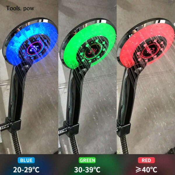 LED Shower Head Digital Temperature Control 3 Spraying Mode Shower Sprayer Water Saving Shower Filter with