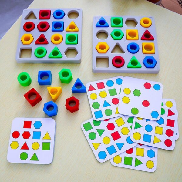 Montessori Shape Color Geometric Matching Game Memory Chess Sorter Toy Color Sensory Educational Toys Gift For 1
